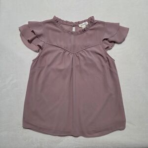 Monteau Los Angeles Ruffle Sleeve Blouse - Mauve, Size L